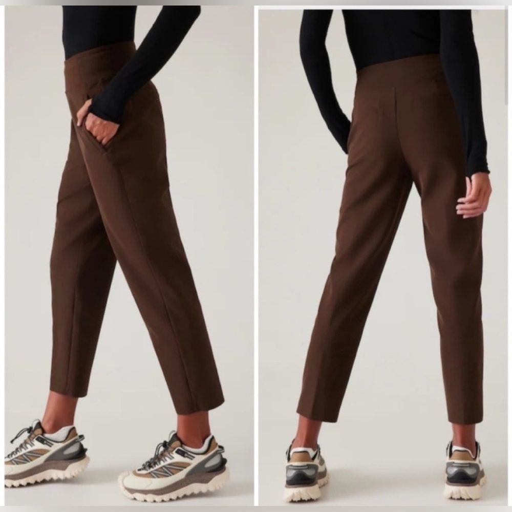 Athleta Straight-Leg Brown Cropped Pants